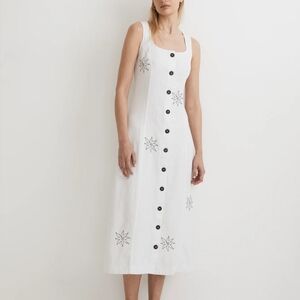 Madewell White Sleeveless Scoop Neck Sundress 100% Linen
